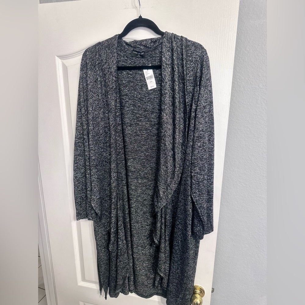Lane Bryant Metallic Black/Silver Cardigan Sweater Size 18/20 NWT